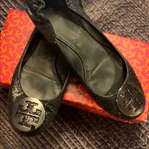 Tory Burch reva flats black sparkly